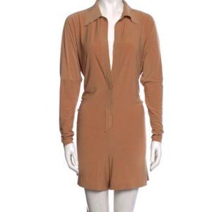 NORMA KAMALI Long Sleeve V-Neck Romper